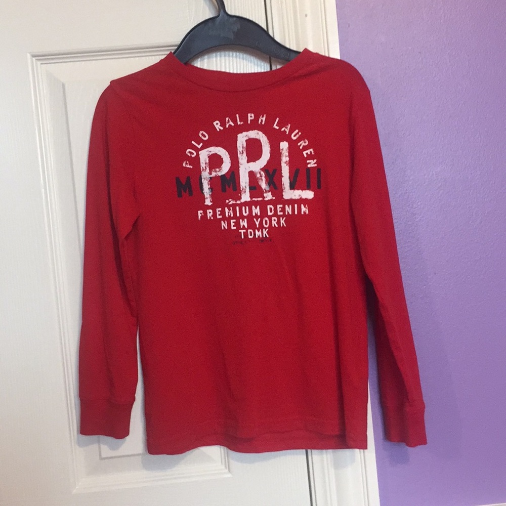 Boys Red long sleeve polo ralph lauren shirt